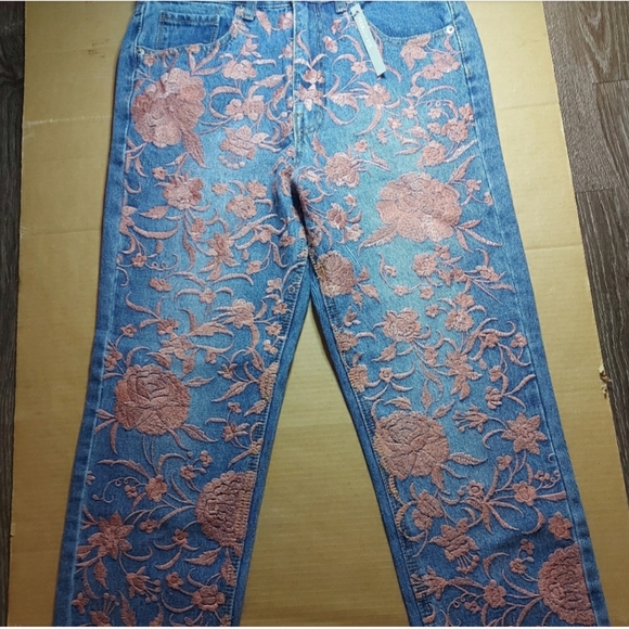 ASOS Florence Embroidered Raw Hem Jeans - Picture 1 of 9